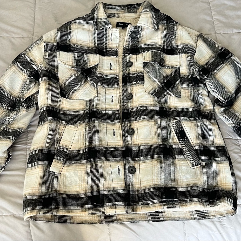 Plaid Jacket with Sherpa lining for Women
